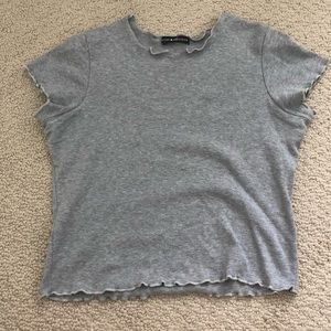 Grey lettuce hem cropped brandy Melville t-shirt